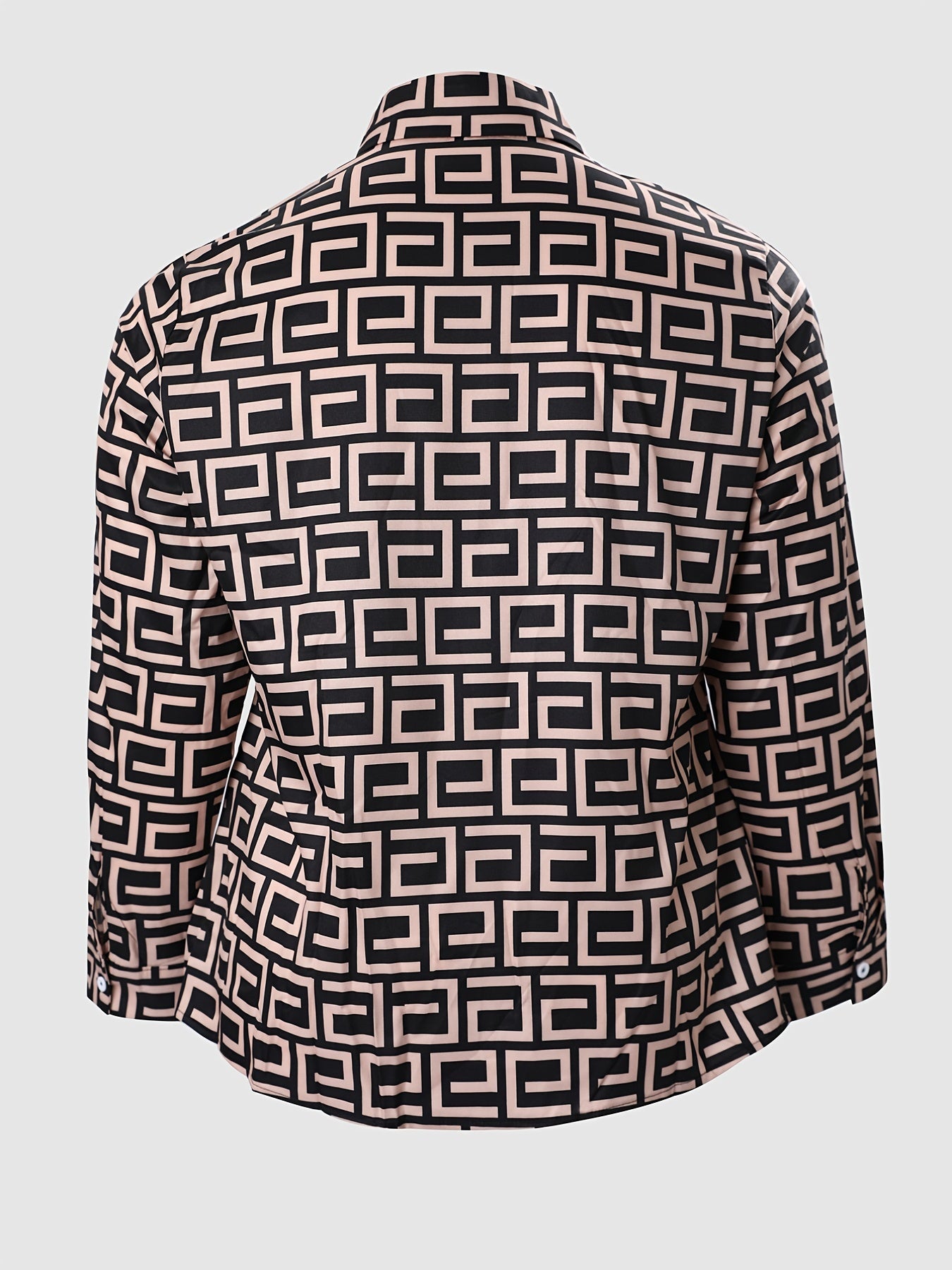 Geometric Print Button Up Blouse