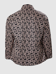 Geometric Print Button Up Blouse