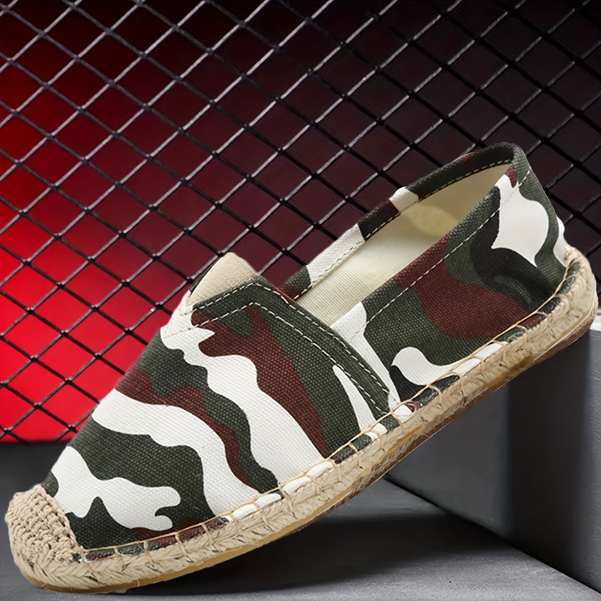 Men's Camo Print Espadrilles Slip-on Loafers Comfort Walking Shoes