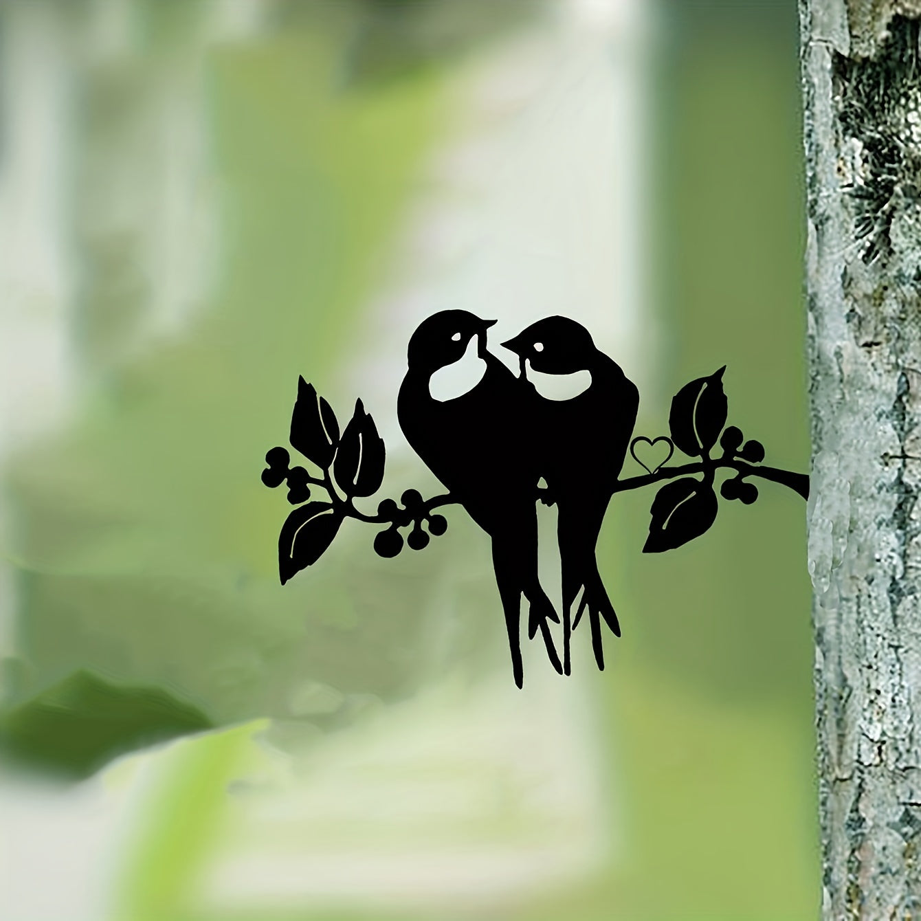 2 Birds Silhouette Steel Wall Decor Art Home Garden Statue Stakes