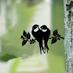 2 Birds Silhouette Steel Wall Decor Art Home Garden Statue Stakes