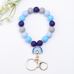 Cartoon Silicone Beaded Bracelet Keychain Decoration