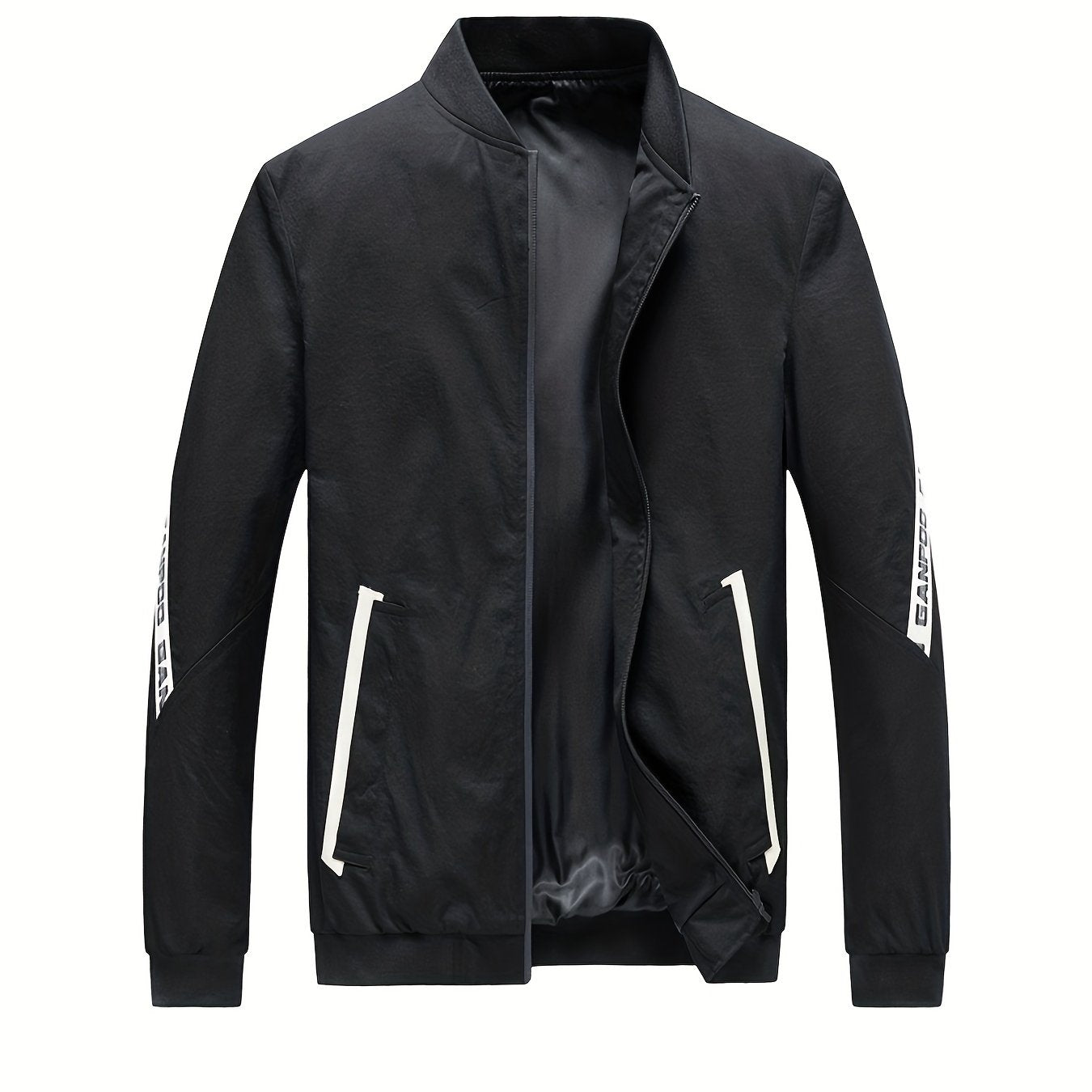 Men's Casual Windbreaker Jacket with Pockets for Outdoor Activities