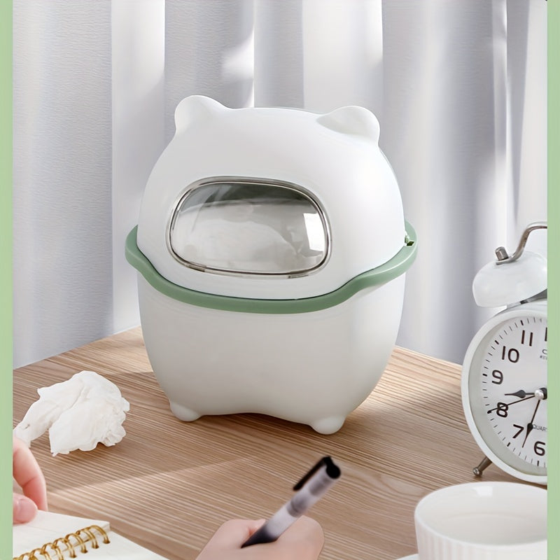 Mini Cartoon Desktop Trash Can Flip Top Storage Trash Can