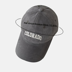 COLORADO Embroidery Baseball Cap Solid Hip Hop Sun Hat Lightweight Sports Hat