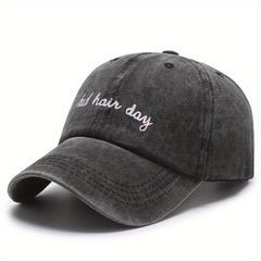 Distressed Ponytail Baseball Cap Embroidered Sun Hat