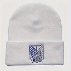 Anime Angel Wings Embroidery Knitted Hat Cartoon Beanie Warm Pullover Hat