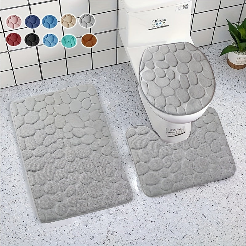 Soft and Absorbent U Shaped Bathroom Rug Non Slip Toilet Mat