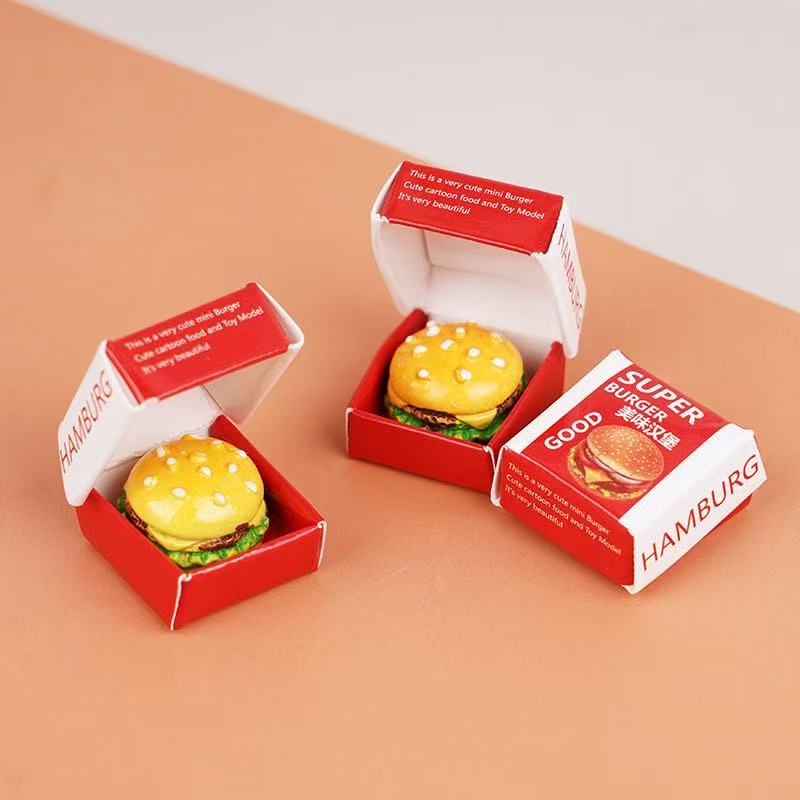 Hamburger Dollhouse Accessory Realistic Red & Yellow Food Toy
