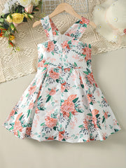 Toddler Girls Flowers Graphic Princess Cami Dress For Party