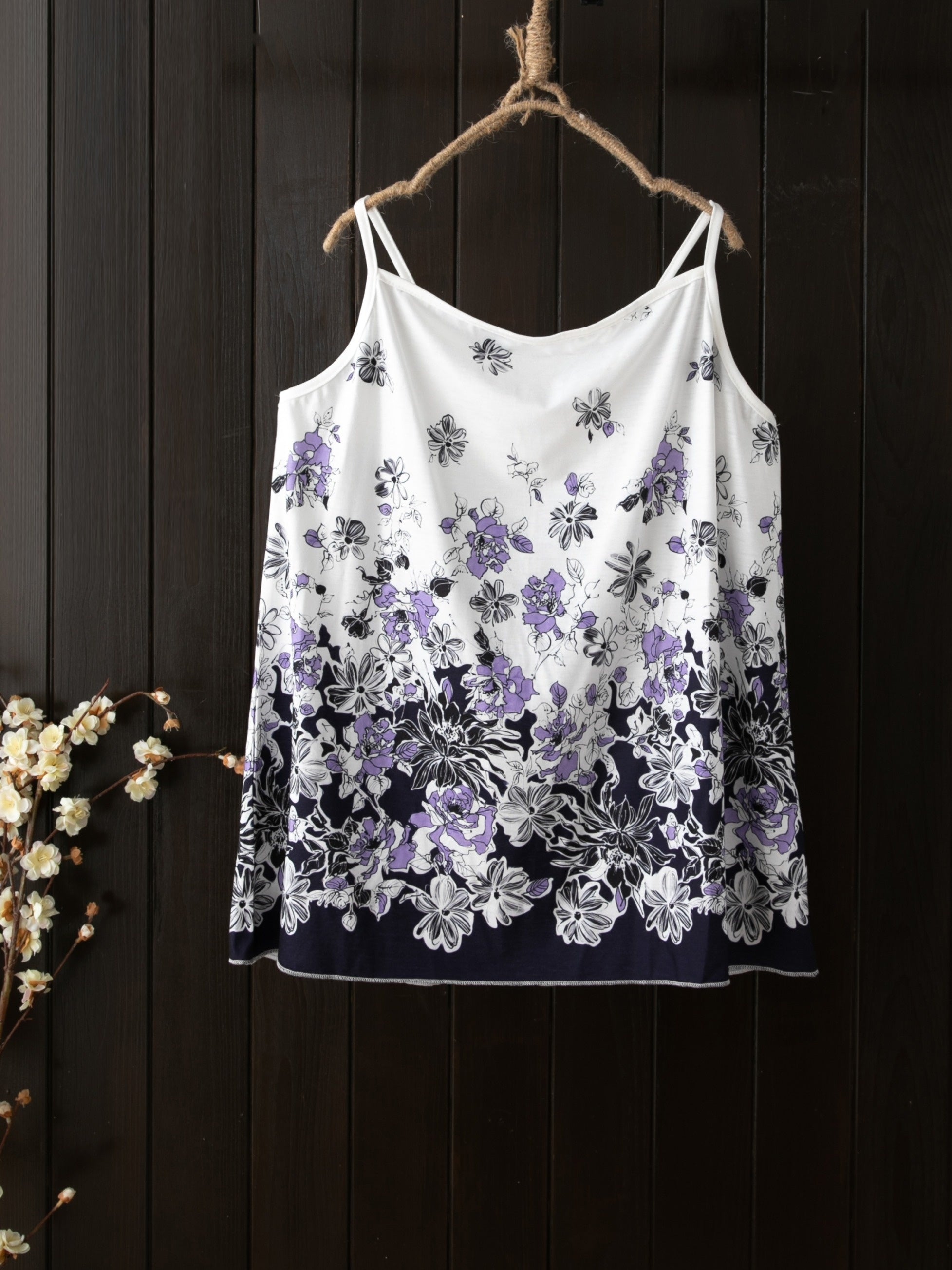 Floral Print Plus Size Cami Top Medium Stretch
