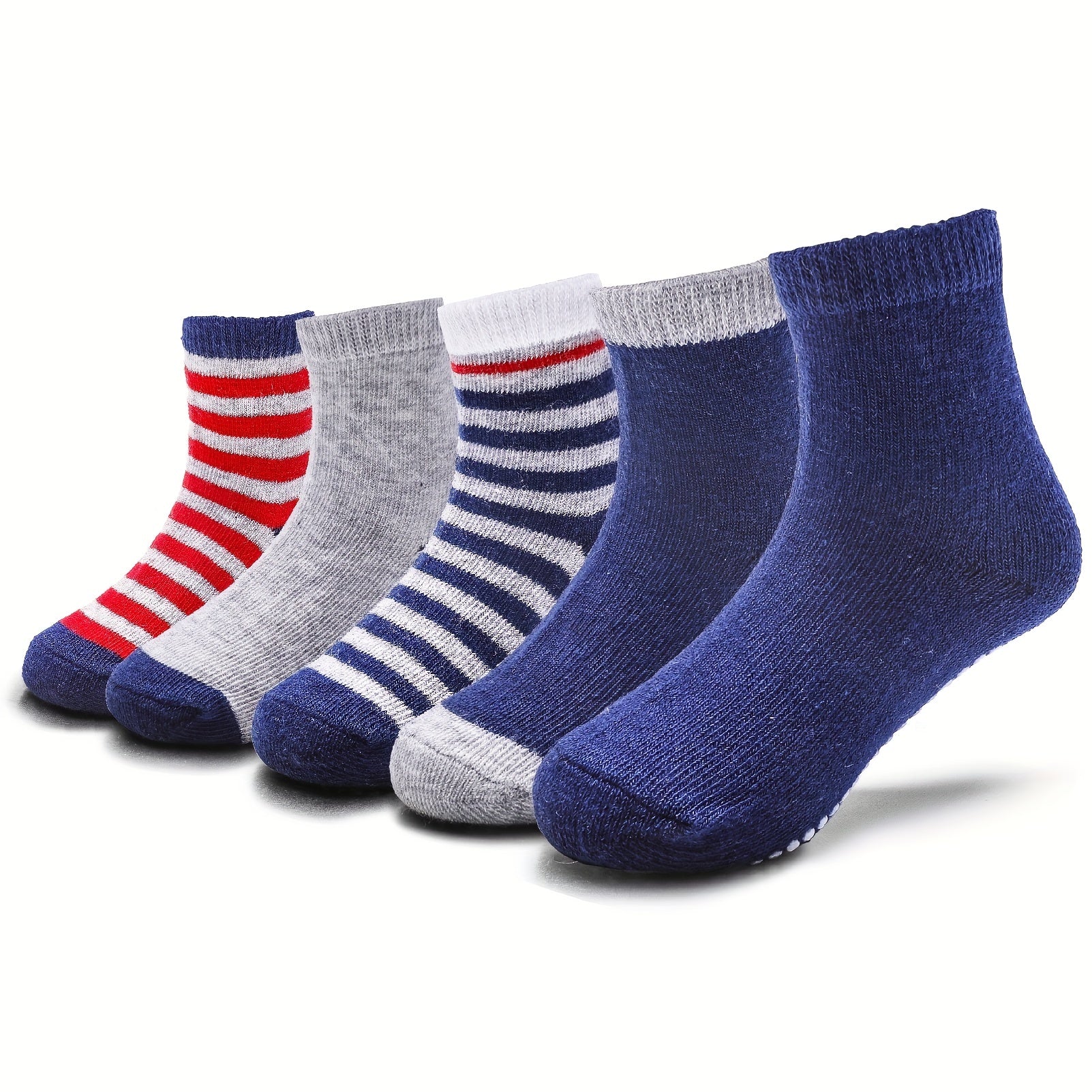 5 Pairs Boys Anti-Skid Cotton Crew Socks 1-7 Years