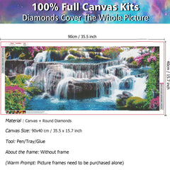 Large Waterfall 5D Diamond Painting Kit 90x40cm Full Round Drill DIY Crystal Rhi