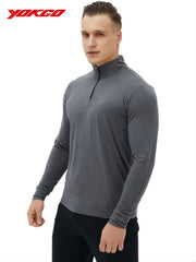 YOKGO Men's Sweat Resistance Quick Long Sleeve T Shirt