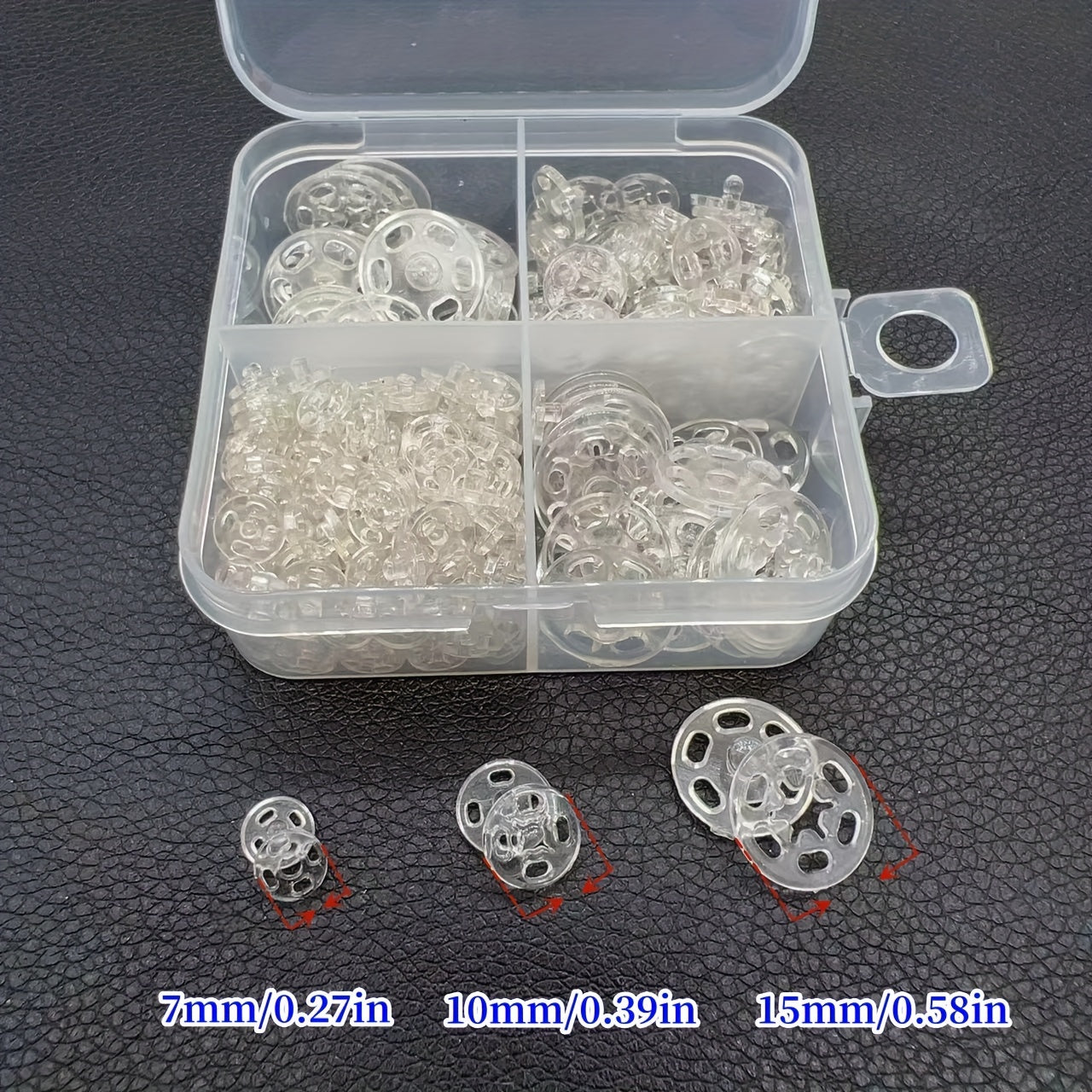 150 Round Transparent Snap Buttons for Clothing DIY