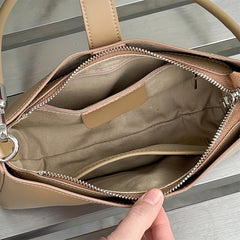 Vintage Split Crossbody Shoulder Bag Beige Tan Pink Finish
