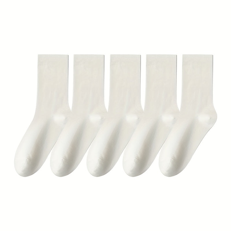 5 Pairs Solid Socks Women's Stockings & Hosiery