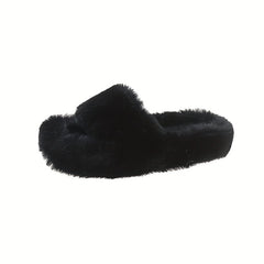 Cozy Fluffy Plush Indoor Slippers Soft Sole Warm Fuzzy Open Toe Shoes