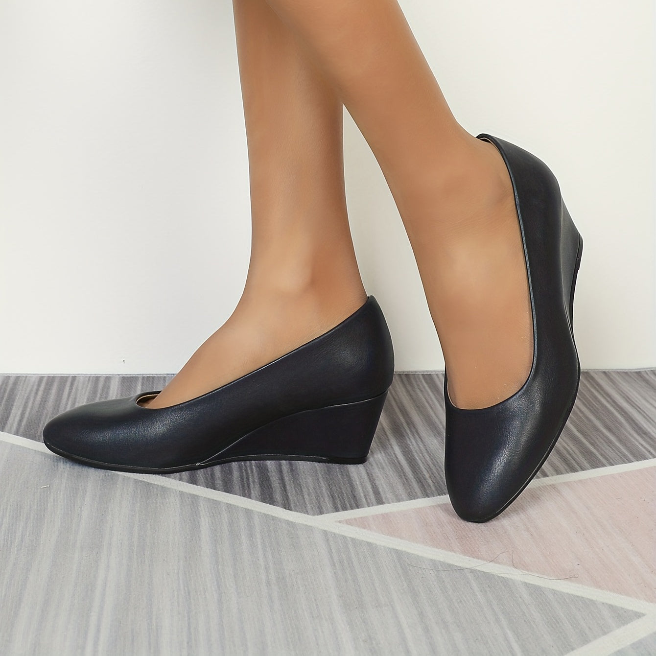 Women's Casual Wedge Heels Slip On Work Shoes Office Daily Wear