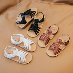 Girls' Stripy Open Toe Platform Sandals for Spring