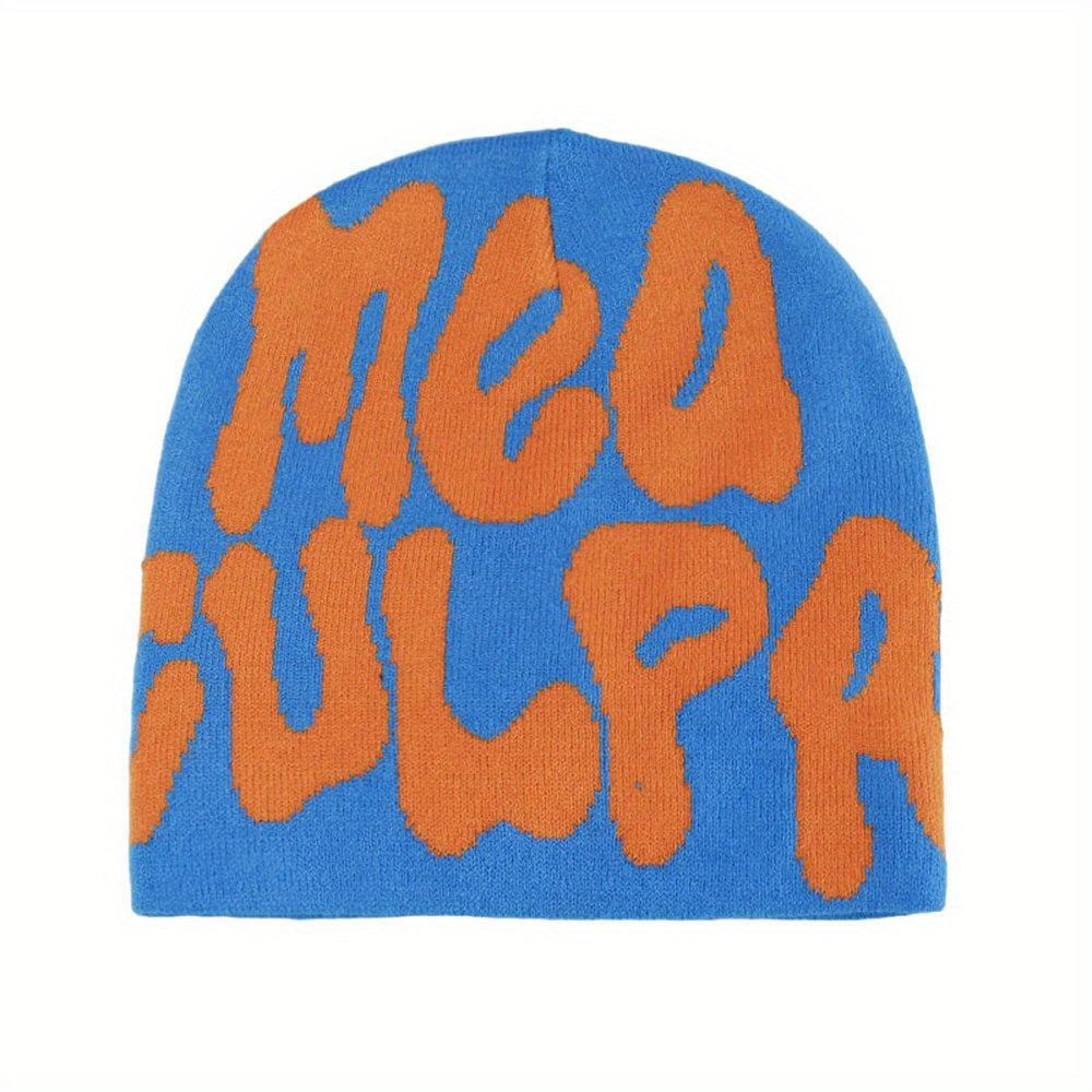 Mea Culpas Casual Men's Jacquard Knitted Hat Y2k Beanie Caps