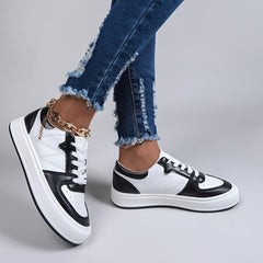 Women's Colorblock Platform Skate Shoes Breathable Low Top Sneakers