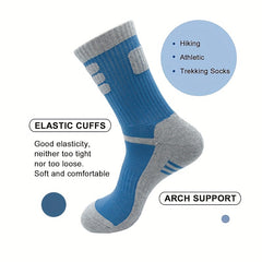 Men's Hiking Crew Socks Cushioned Outdoor Socks - 3 Pairs