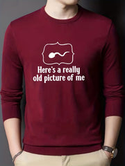 Funny Sperm Print Knitted Sweater Men's Casual Warm Mid Stretch Pullover