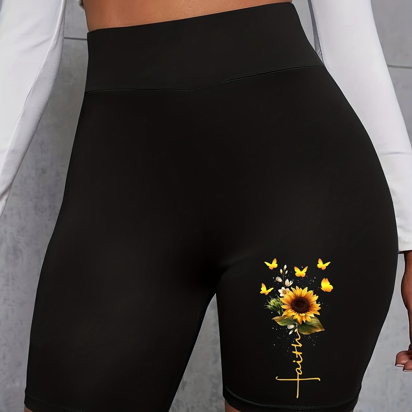 Casual Shorts Women's Plus Graphic Print High Rise Biker Shorts