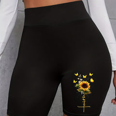 Casual Shorts Women's Plus Graphic Print High Rise Biker Shorts