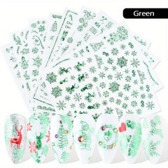 9pcs Christmas Nail Art Stickers Snowflake Elk Christmas Tree Nails