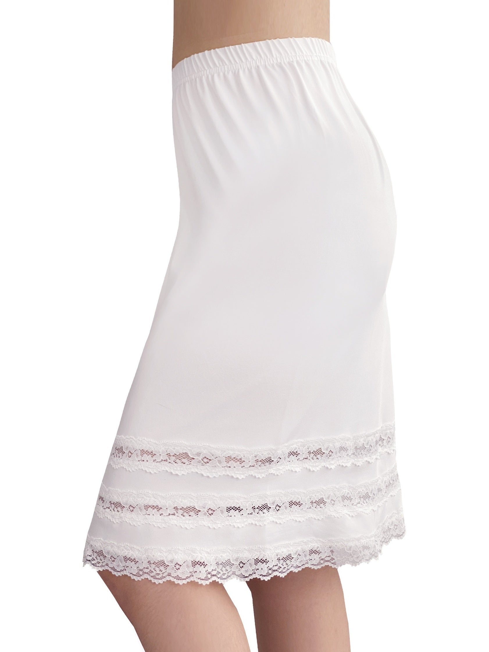 Lace Solid Skirt Mid Rise Stretch Petticoat