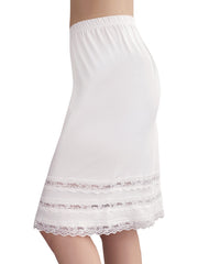 Lace Solid Skirt Mid Rise Stretch Petticoat