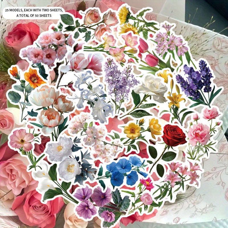 Elegant Blooming Flower Language Stickers: Perfect for Scrapbooks, Cars, Bic