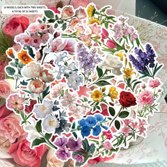 Elegant Blooming Flower Language Stickers: Perfect for Scrapbooks, Cars, Bic