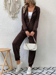 Hooded Drawstring Jumpsuit Long Sleeve Running Jumpsuit