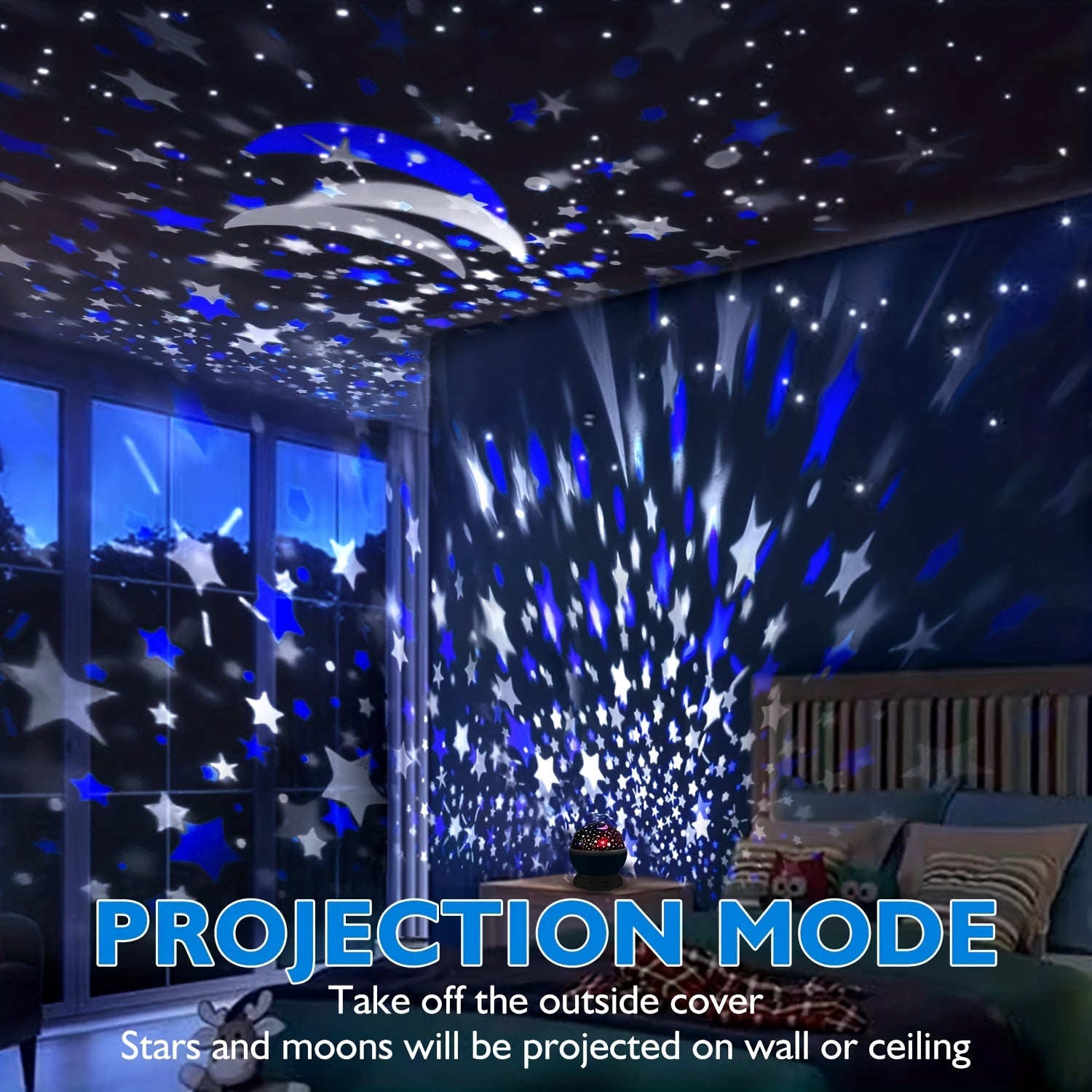 Star Night Light 12 Changing Lights Modes 360 Rotating Moon Star Projector