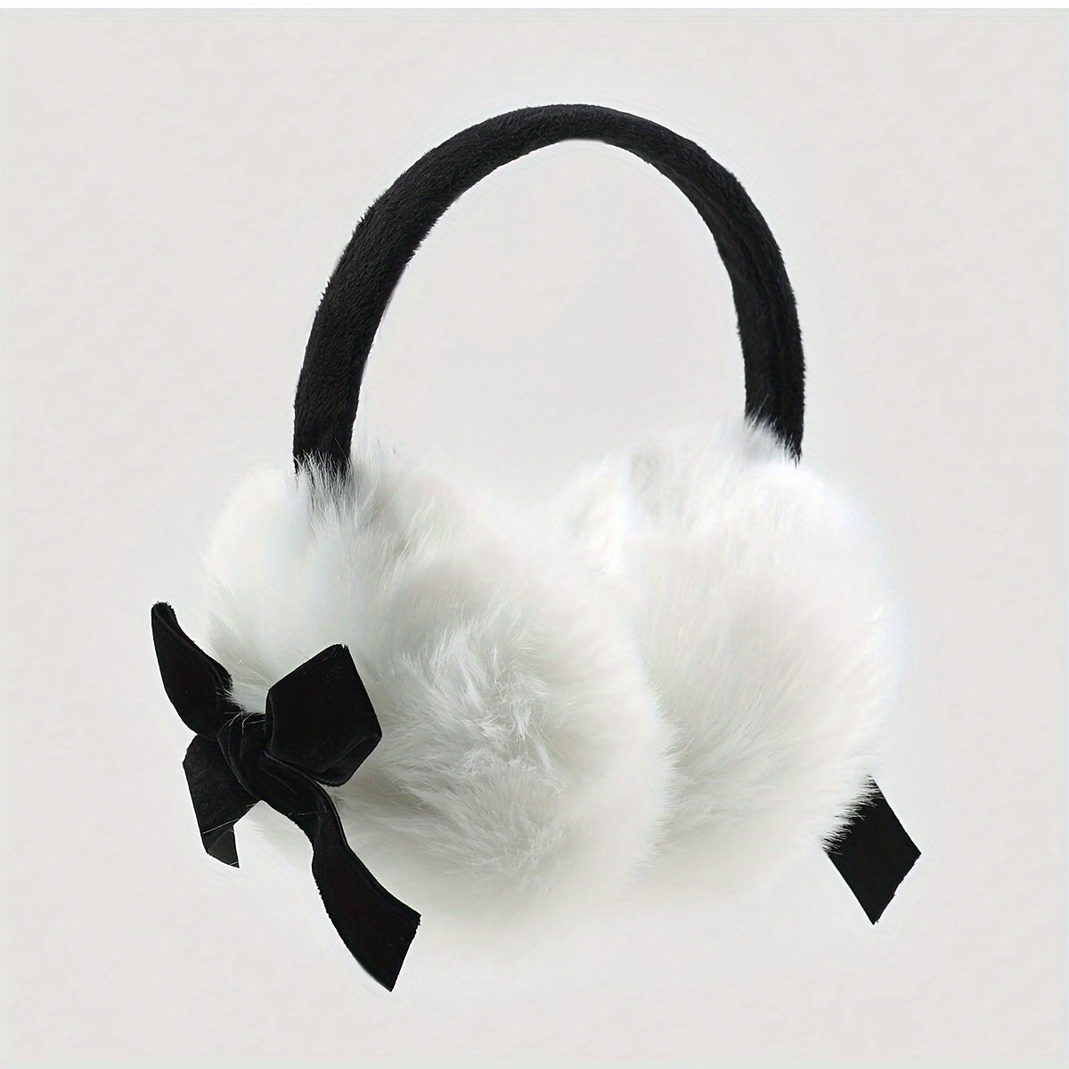 Y2K Style Fluffy Bowknot Earmuffs Pink Plush Warm Ear Covers for Women and Teens