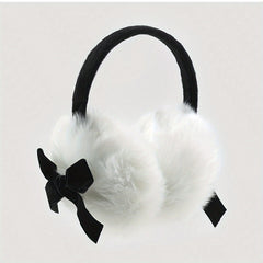 Y2K Style Fluffy Bowknot Earmuffs Pink Plush Warm Ear Covers for Women and Teens