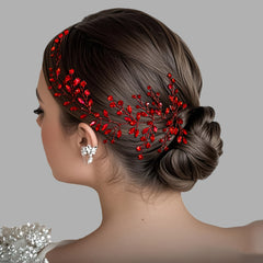 Vintage Bridal Headpiece Red Berry Hair Accessory for Weddings