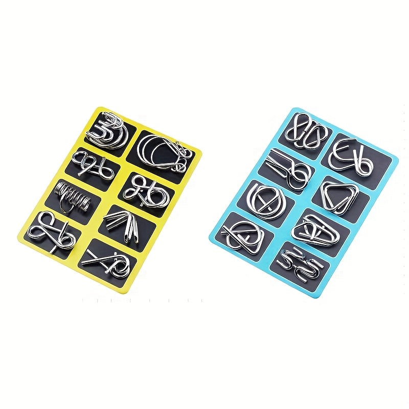 Luban Lock Toy Set of 8 Golden Rings Family Party Game