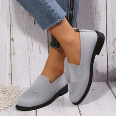 Women's Knitted Flat Shoes Comfy Slip On Low Top Casual Walking Shoes