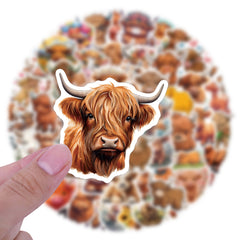 Highland Cow Stickers Vintage Vinyl Decals for Laptops Phones Cars Bikes