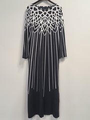 Geometric & Stripe Print Maxi Dress With Pockets