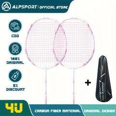 ALPSPORT 1pc Carbon Fiber Badminton Racket Cherry 100 T800 Strings