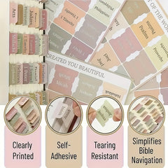 Bible Index Label Stickers 75pcs Large Unique Cross Design for Easy Page Finding