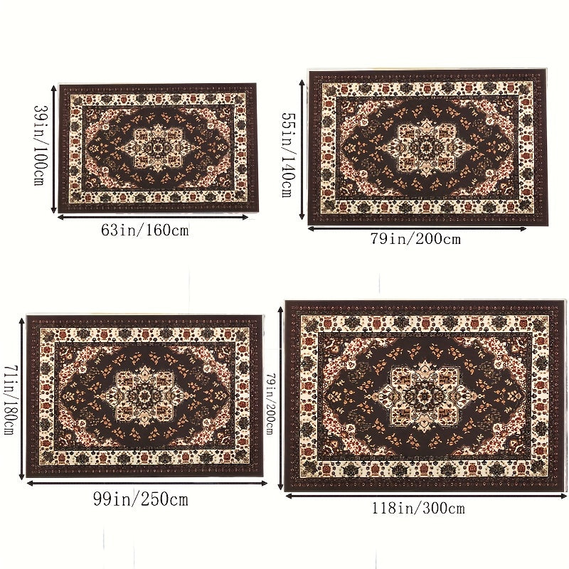 Vintage Boho Area Rug Oriental Traditional Non Skid Indoor Carpet