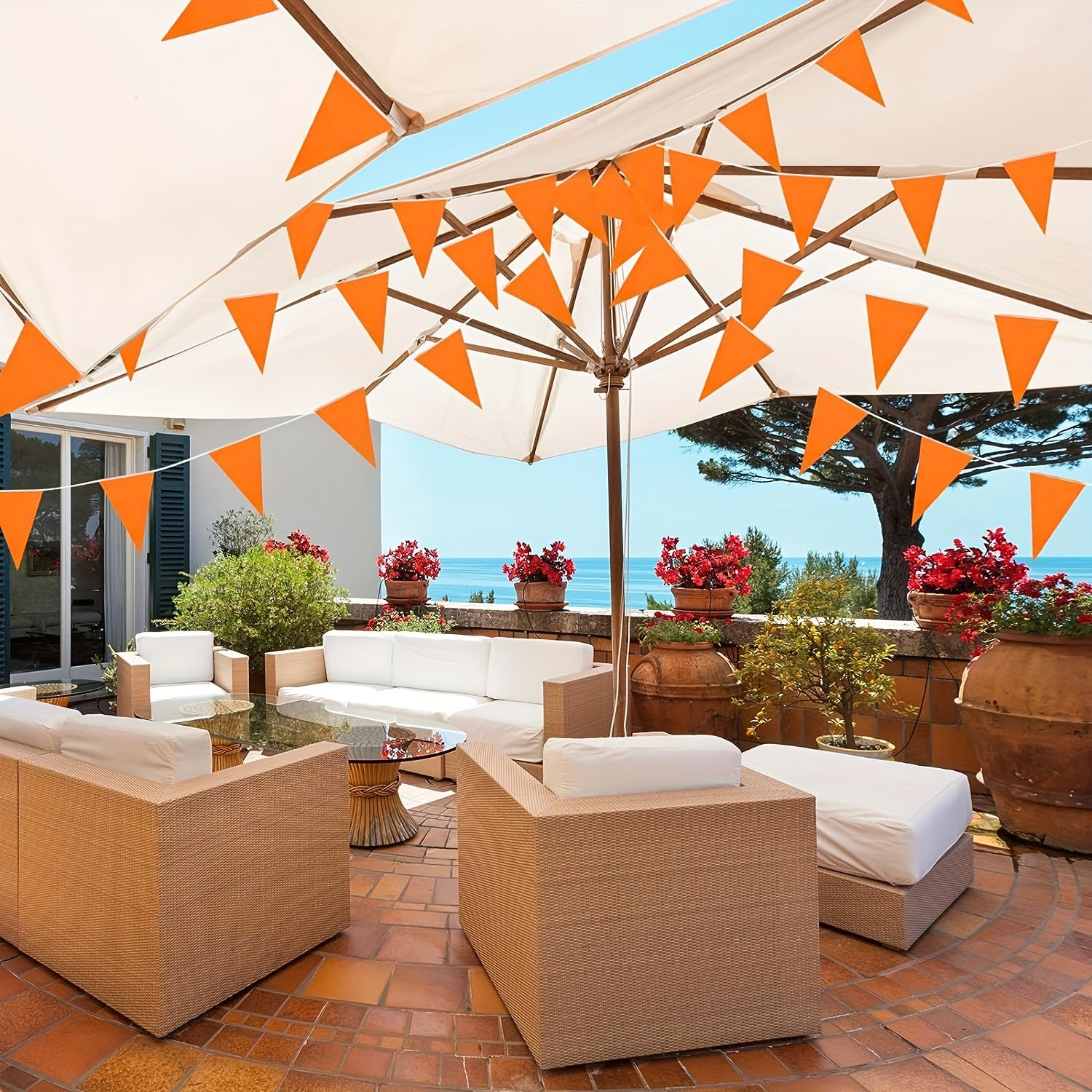 10m 20pcs Solid Pennant Flag Bunting Bulk Garland Grand Opening Carnival Party