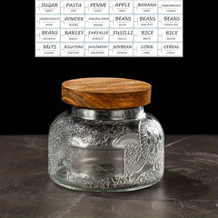 2pcs Vintage Sunflower Wave Glass Storage Jar 24 Labels Snacks Candy Grains
