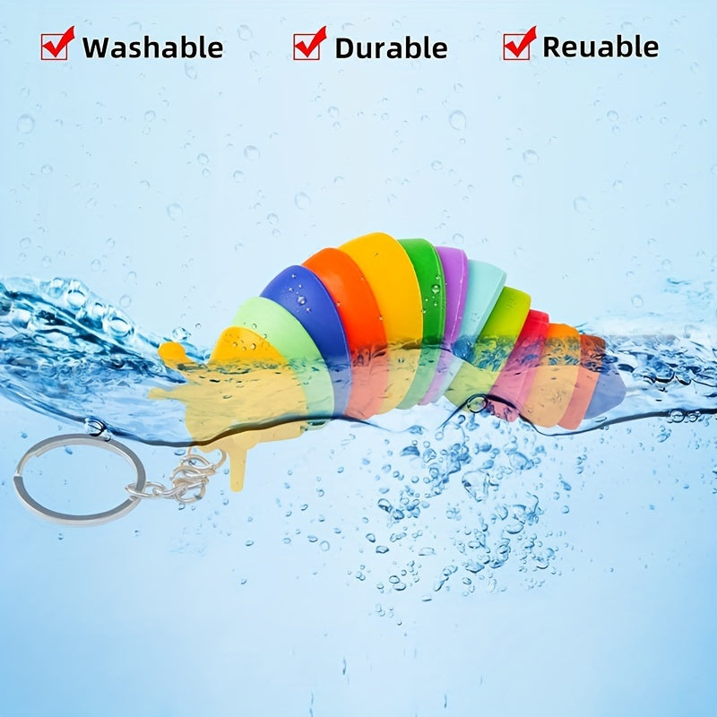 3pcs Fidget Slug Key Chain Toys 3D Articulated Stress Relief Flexible Hand Toy